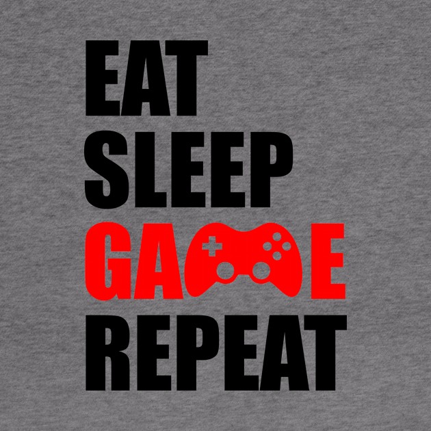 eat sleep game repeat by Typography Dose